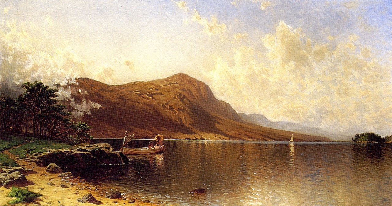 Boating Party on Lake Gaorge, vintage artwork by Alfred Thompson Bricher, 12x8" (A4) Poster