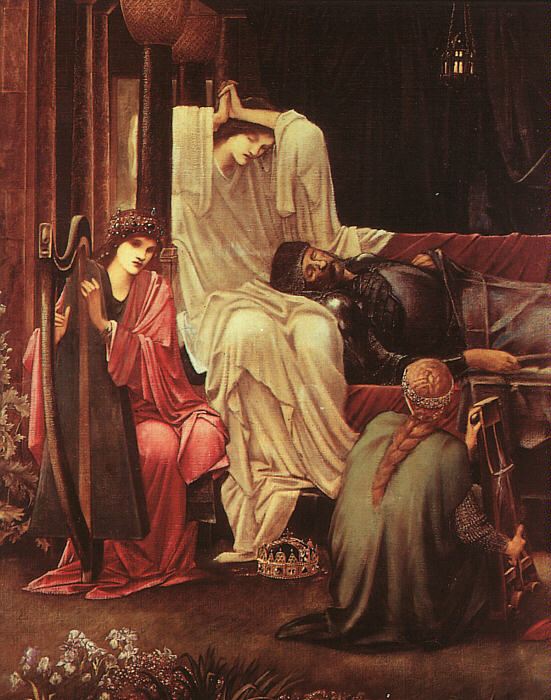 The Last Sleep of Arthur in Avalon, vintage artwork by Sir Edward Burne-Jones, 12x8" (A4) Poster