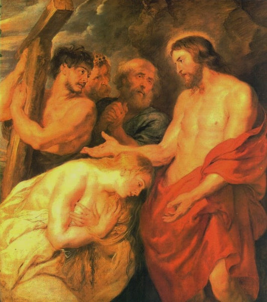 Christ and Mary Magdalene, vintage artwork by Peter Paul Rubens, 12x8" (A4) Poster