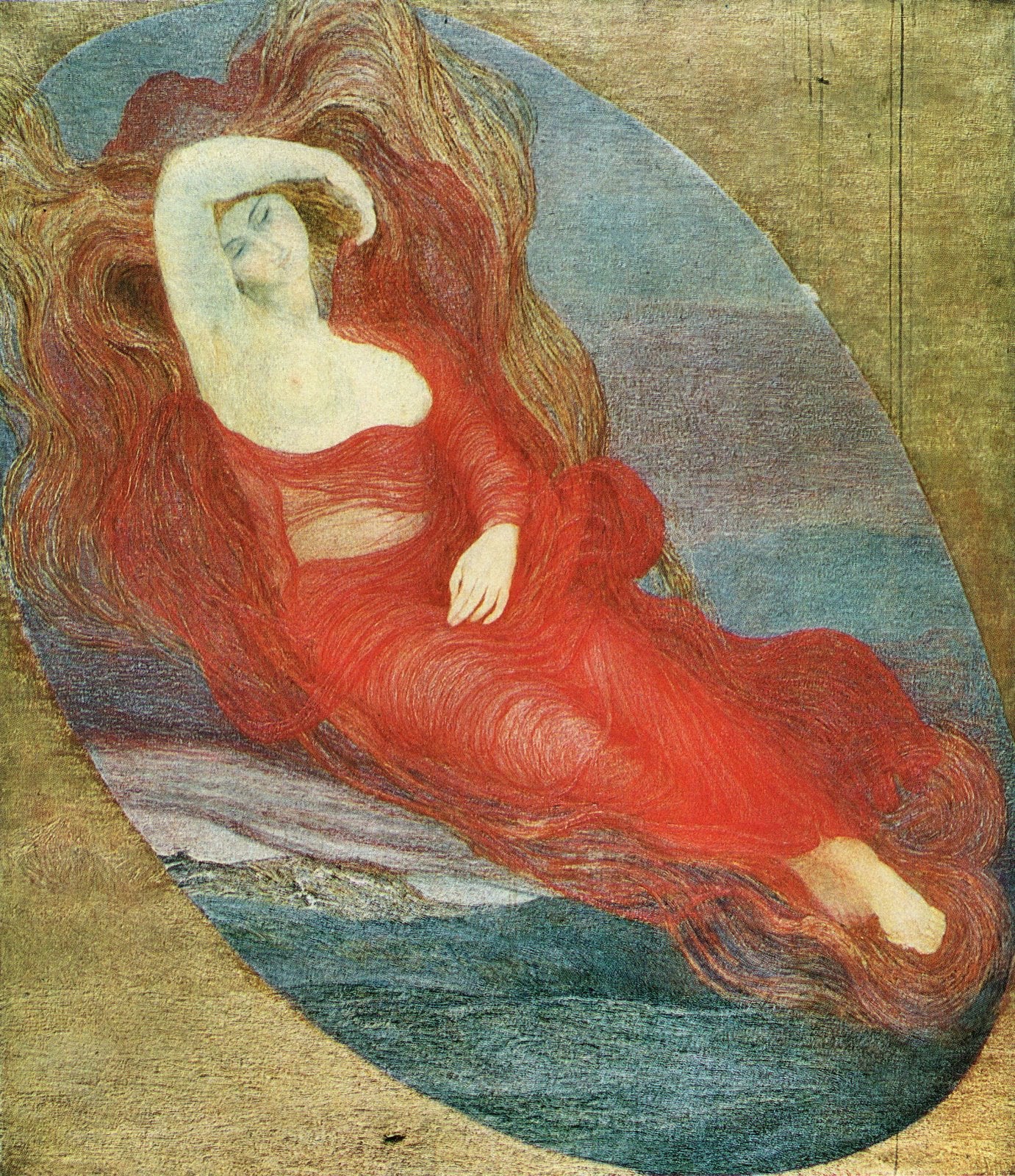 Goddess of love, vintage artwork by Giovanni Segantini, 12x8" (A4) Poster