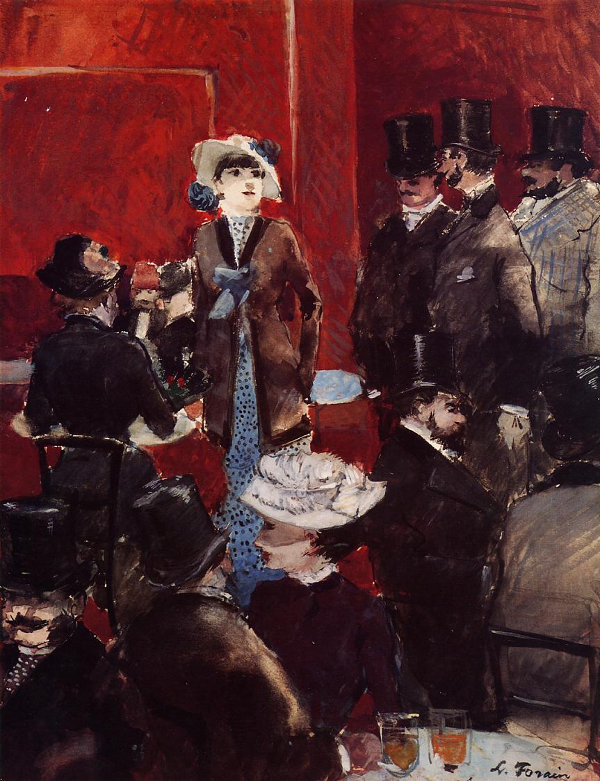 At the Cafe, vintage artwork by Jean-Louis Forain, 12x8" (A4) Poster