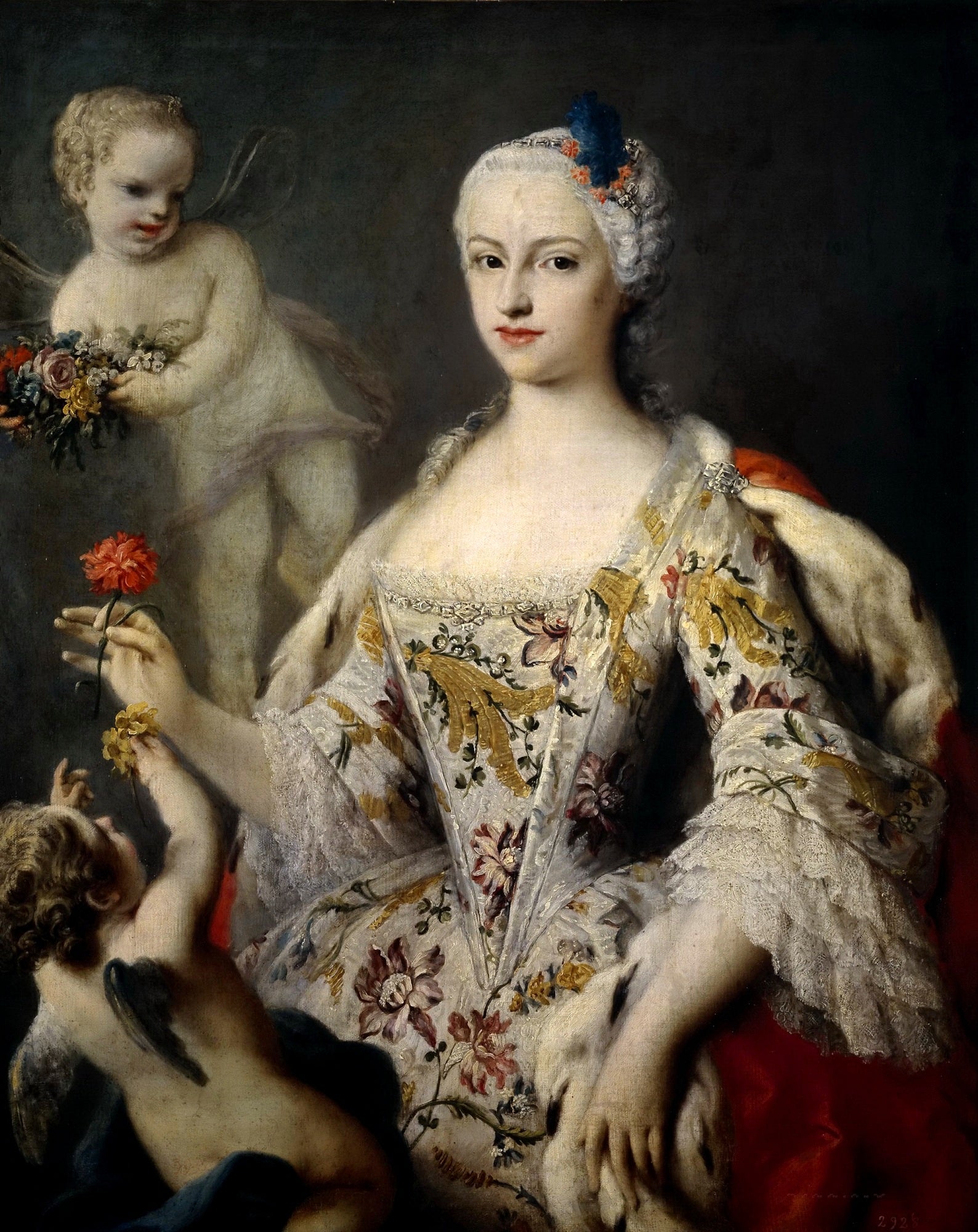 Portrait of the Infanta María Antonia Fernanda, vintage artwork by Jacopo Amigoni, 12x8" (A4) Poster