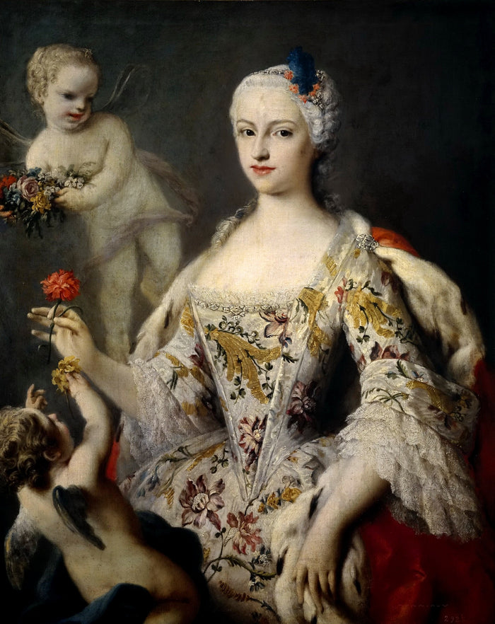 Portrait of the Infanta María Antonia Fernanda, vintage artwork by Jacopo Amigoni, 12x8