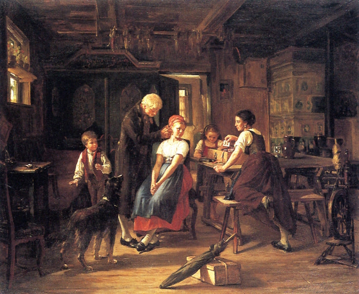 Her First Earrings, vintage artwork by Henry Bacon, 12x8" (A4) Poster