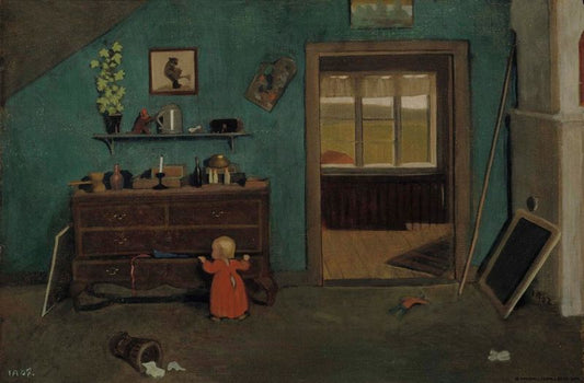  Girl in Front of an Open Chest of Drawers by Ivar Arosenius,16x12(A3) Poster
