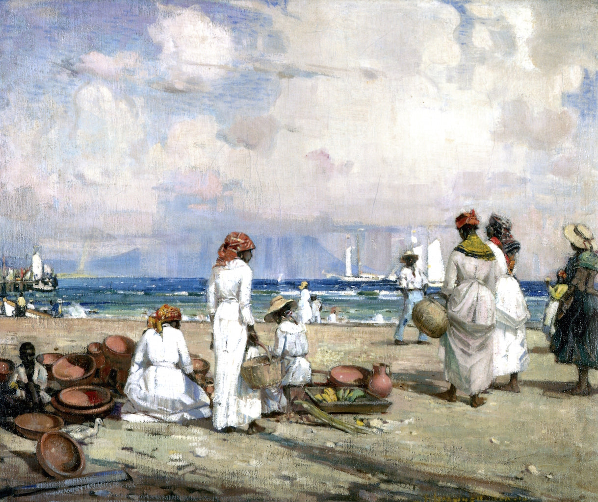 The Beach, St. Kitts, vintage artwork by Peleg Franklin Brownell, 12x8" (A4) Poster
