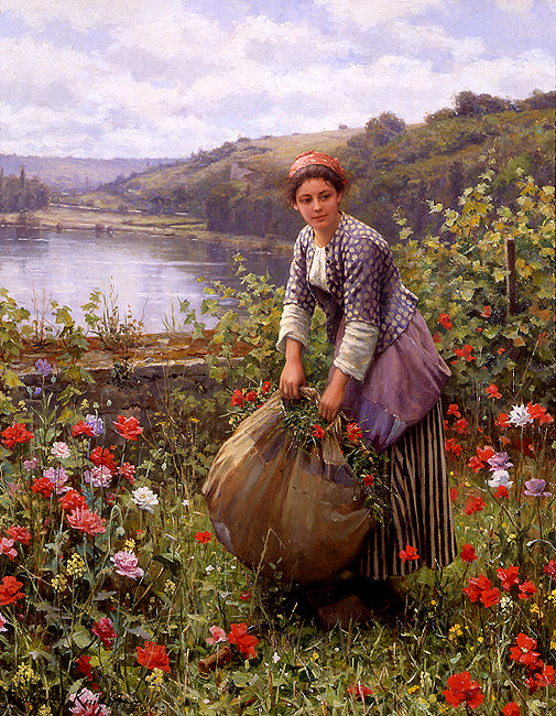 The Grass Cutter, vintage artwork by Daniel Ridgway Knight, 12x8" (A4) Poster