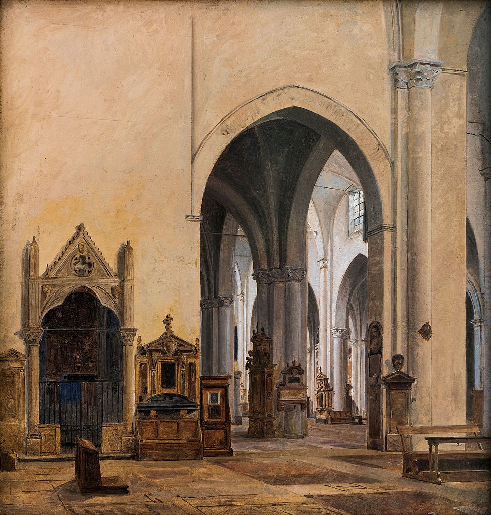 The Interior of S. Maria sopra Minerva in Rome, vintage artwork by Constantin Hansen, A3 (16x12") Poster Print