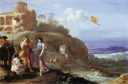 Mercury and Herse, vintage artwork by Cornelis van Poelenburgh, 12x8" (A4) Poster