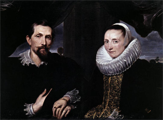 Double Portrait of the Painter Frans Snyders and His Wife, vintage artwork by Anthony van Dyck, 12x8" (A4) Poster