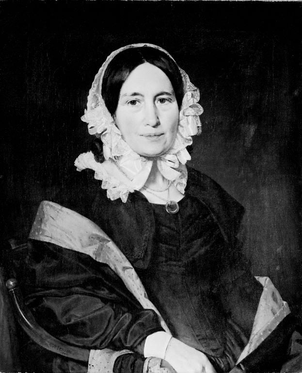 Cathrine Jensen, nee Lorenzen, the Artist's Wife, vintage artwork by Christian Albrecht Jensen, 12x8" (A4) Poster