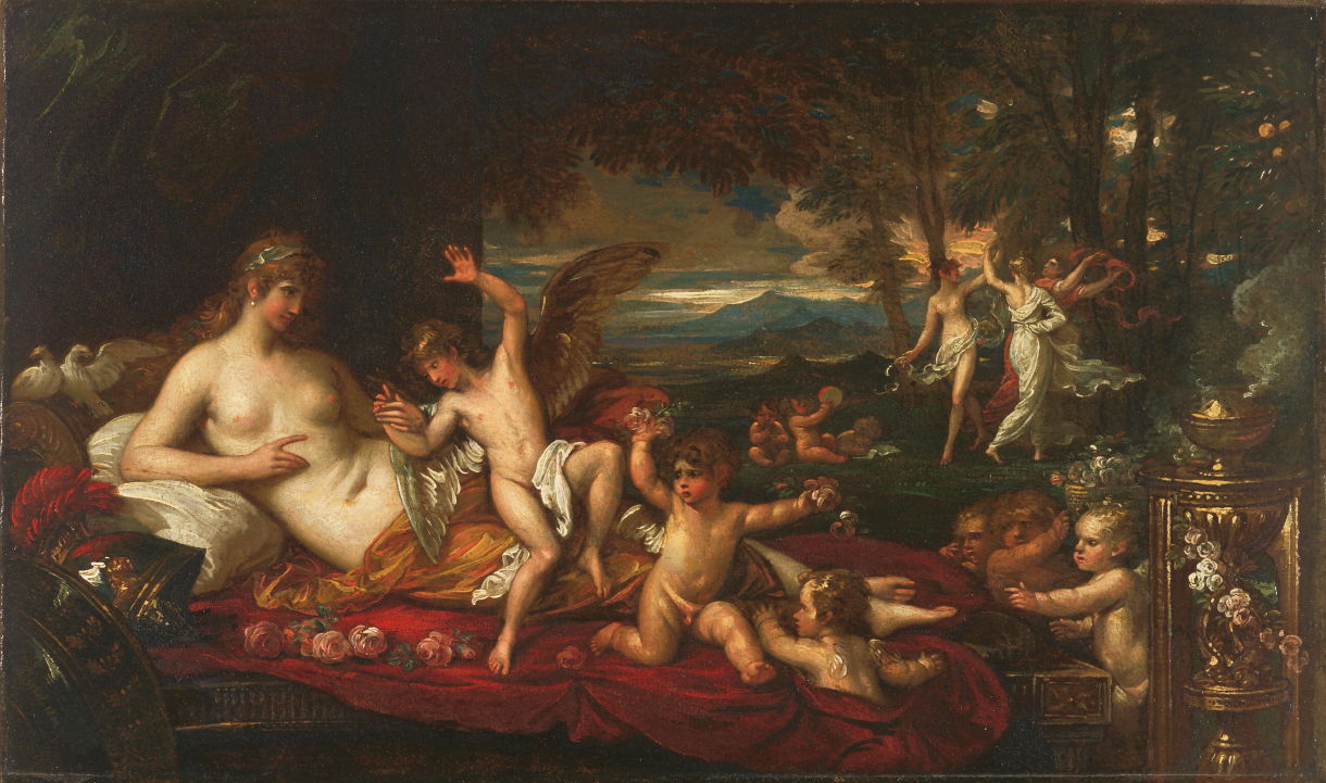 Cupid Stung by  a Bee, vintage artwork by Benjamin West, 12x8" (A4) Poster