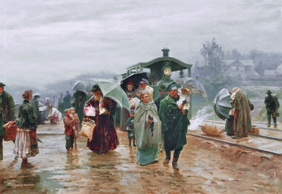 The Tram Has Arrived by Nikolai Alekseevich Kasatkin,A3(16x12")Poster