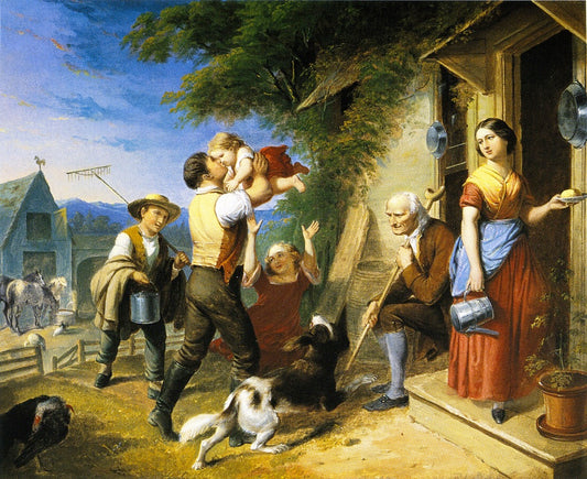 Return from the Fields, vintage artwork by Thompkins H Matteson, A3 (16x12") Poster Print
