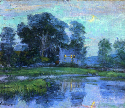 At Eventime, vintage artwork by Robert Vonnoh, 12x8" (A4) Poster