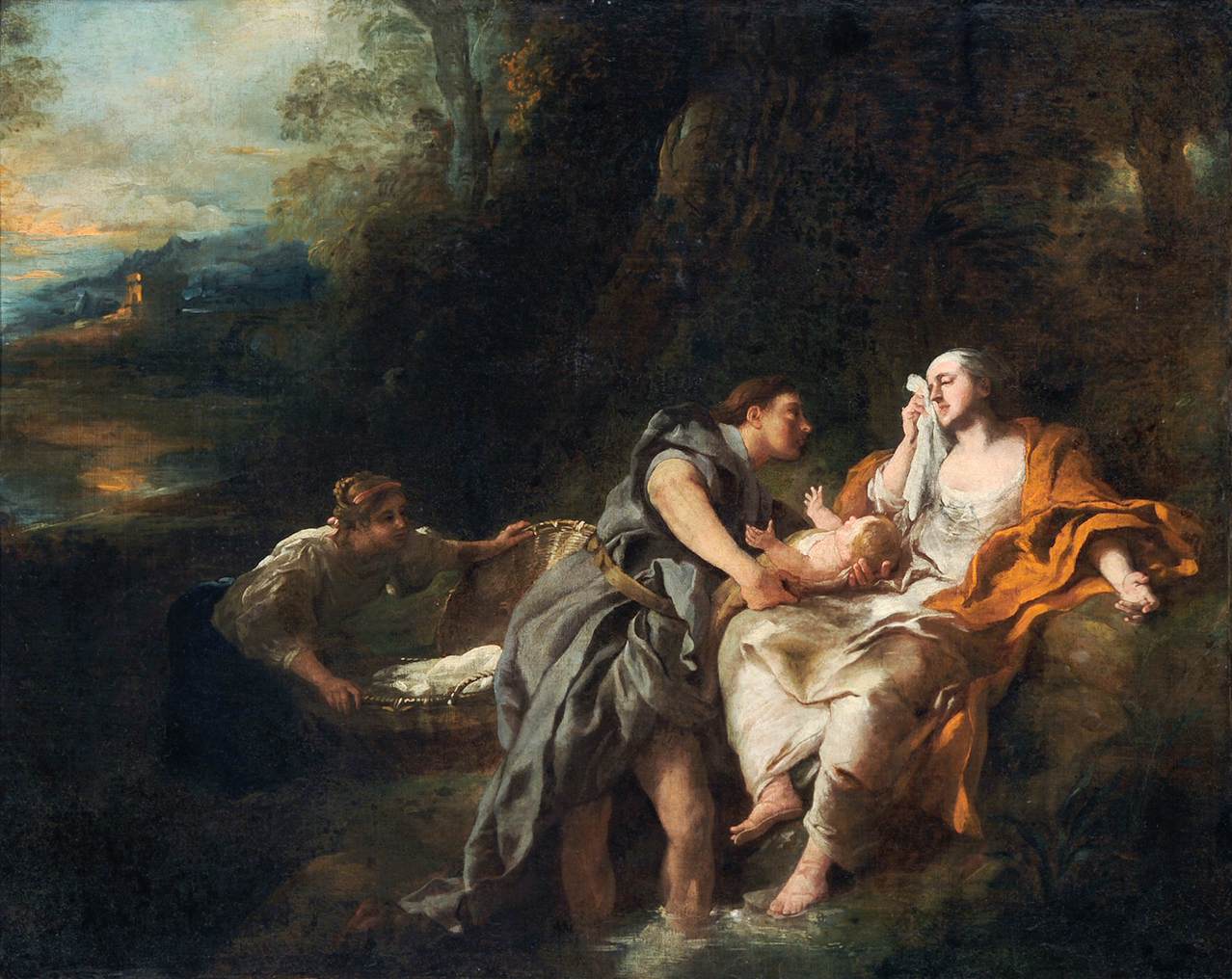 Finding of Moses, vintage artwork by Jean-François de Troy, 12x8" (A4) Poster
