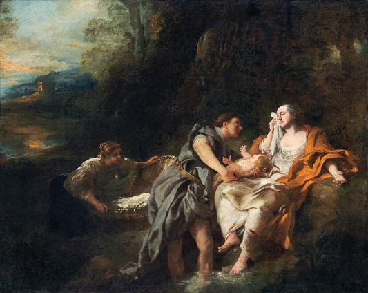 Finding of Moses, vintage artwork by Jean-François de Troy, 12x8" (A4) Poster
