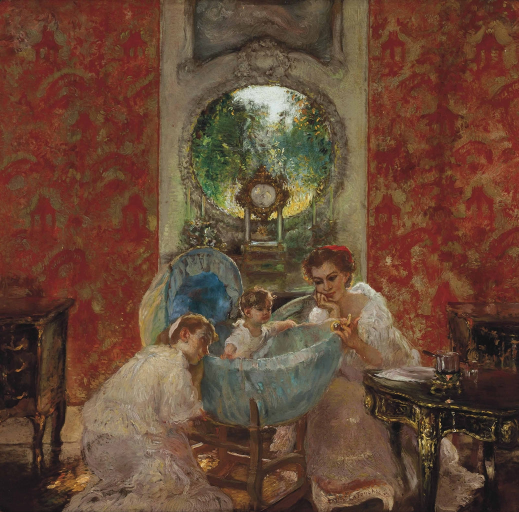 Le Reveil de Bebe, vintage artwork by Gaston La Touche, 12x8" (A4) Poster