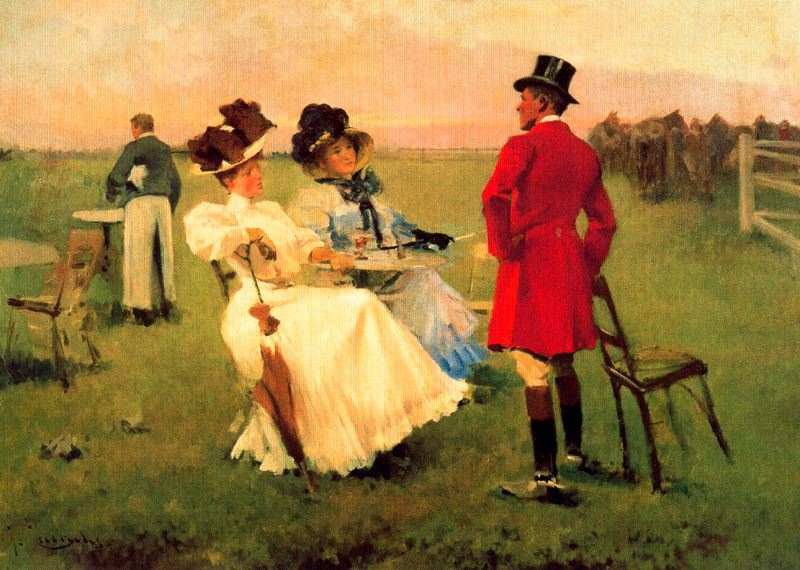 At the Races, vintage artwork by Josep Cusachs, 12x8" (A4) Poster