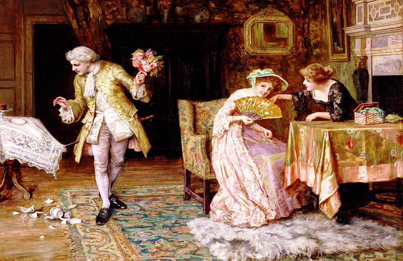 A Clumsy Suitor, vintage artwork by Francis Sidney Muschamp, 12x8" (A4) Poster