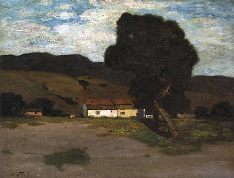 Farmhouse under the Shade of an Oak Tree, vintage artwork by Julian Walbridge Rix, 12x8" (A4) Poster