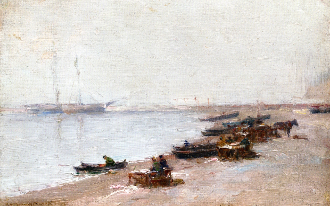 Fishermen on the Beach by Farquhar McGillivray Knowles,A3(16x12")Poster