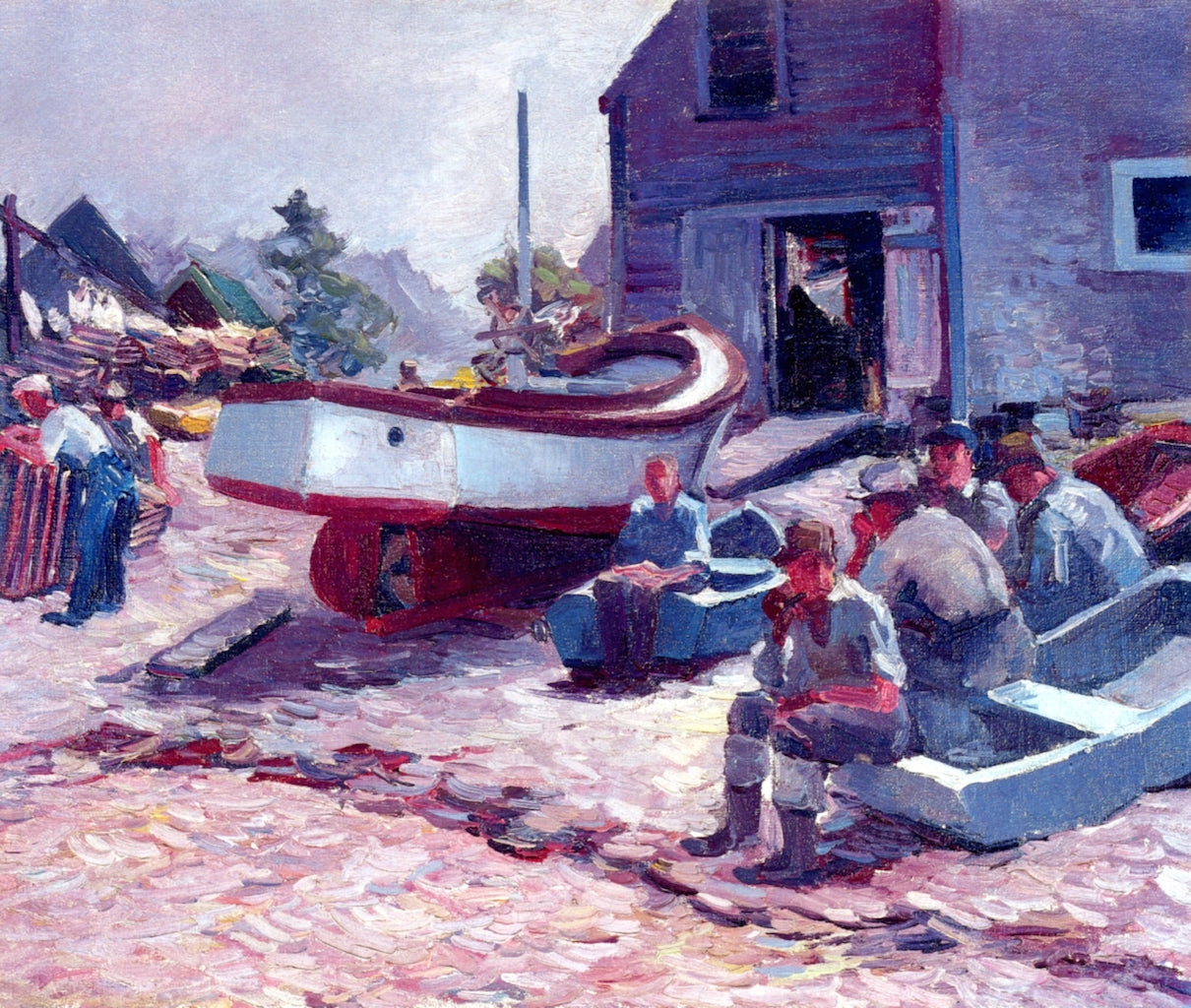 Fish Beach, vintage artwork by Abraham J. Bogdanove, 12x8" (A4) Poster