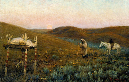 Sunrise Burial, vintage artwork by Richard Lorenz, 12x8" (A4) Poster