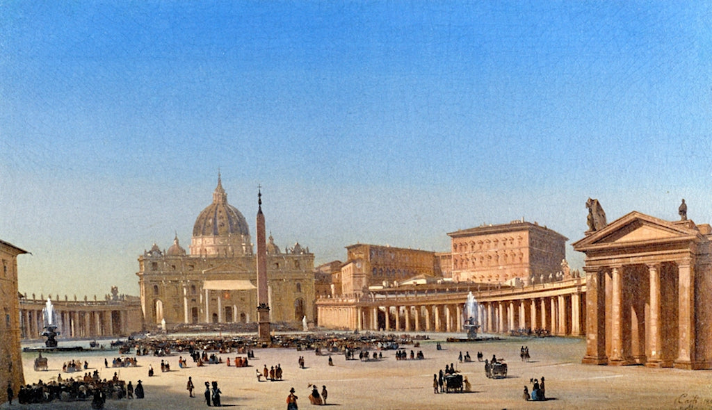 The Benediction of Pius IX in St Peter's Square, Rome, vintage artwork by Ippolito Caffi, A3 (16x12") Poster Print