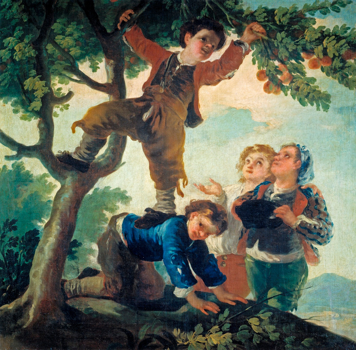 Boys Picking Fruit, vintage artwork by Francisco de Goya y Lucientes, 12x8" (A4) Poster