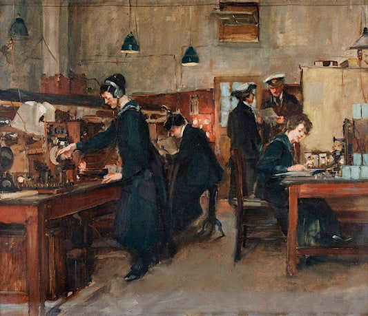 Valve Testing: The Signal School, Royal Navy Barracks, Portsmouth (sketch), vintage artwork by Arthur McCormick, 12x8" (A4) Poster