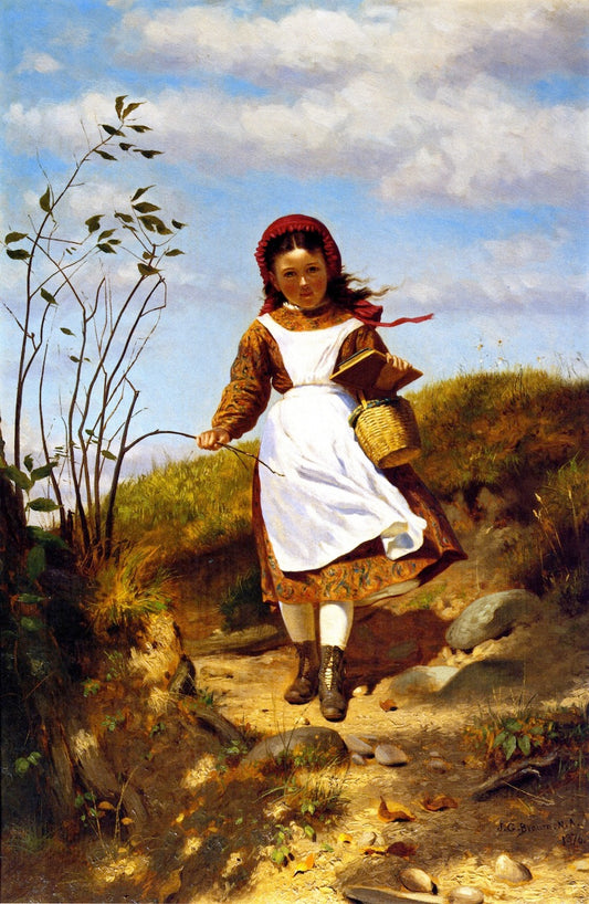 Coming Home from School, vintage artwork by John George Brown, 12x8" (A4) Poster