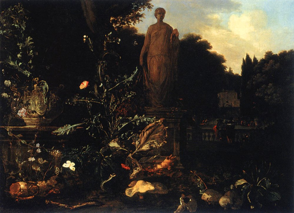 Statue in a Park, vintage artwork by Nicolaes de Vree, 12x8" (A4) Poster