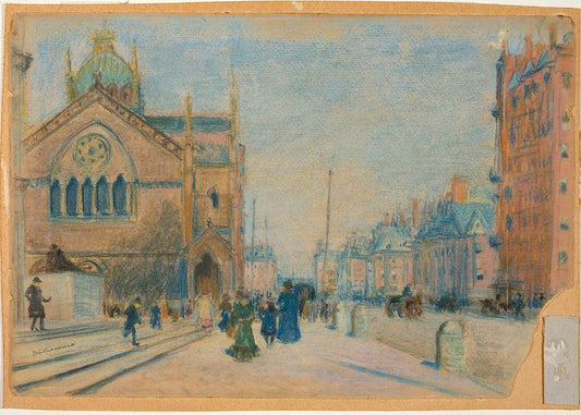 Dartmouth Street from Copley Square, vintage artwork by Arthur Clifton Goodwin, 12x8" (A4) Poster