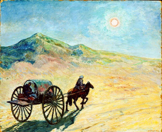 Moonlit Night in the Uzbek Desert, vintage artwork by Johann Heinrich Vogeler, 12x8" (A4) Poster