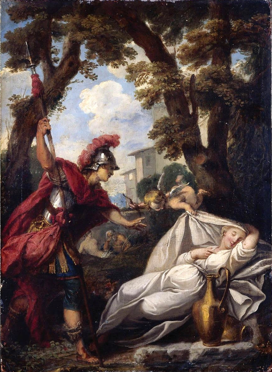 Mars and Rhea Sylvia, vintage artwork by Nicolas Vleughels, vintage ar ...