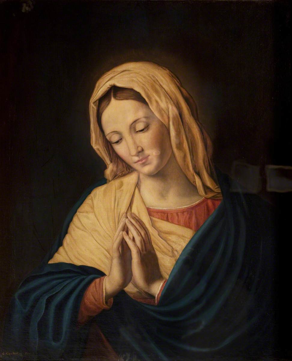 Virgin in Glory (centre of triptych) (after Sassoferrato), vintage artwork by Henrietta Chatterton, A3 (16x12") Poster Print