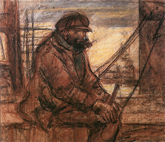 An Emigrant on the Rijn Quay, vintage artwork by Eugeen van Mieghem, 12x8" (A4) Poster
