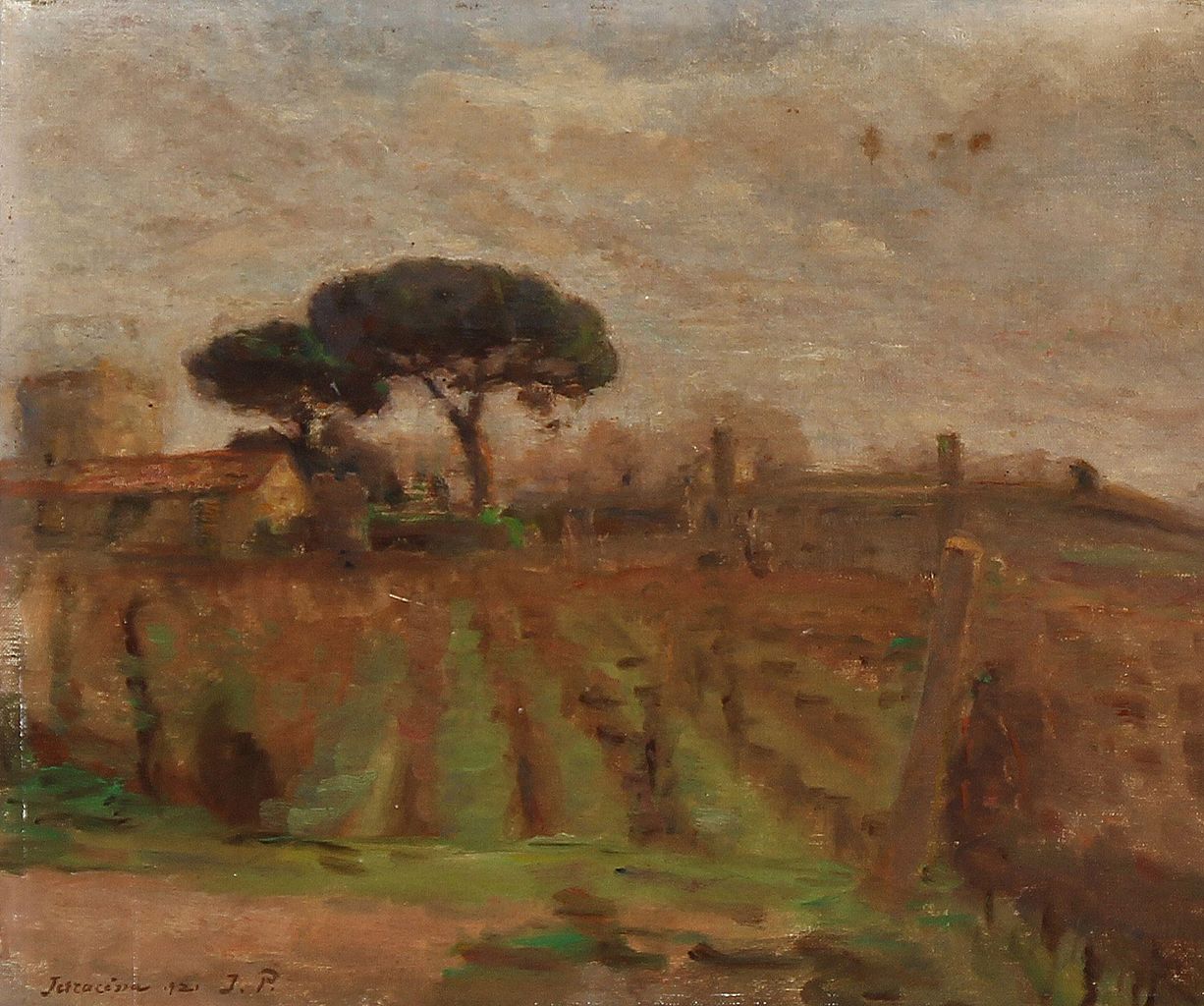 Landscape from Terracina, Italy, vintage artwork by Julius Paulsen, 12x8" (A4) Poster