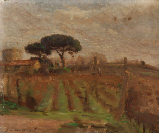 Landscape from Terracina, Italy, vintage artwork by Julius Paulsen, 12x8" (A4) Poster