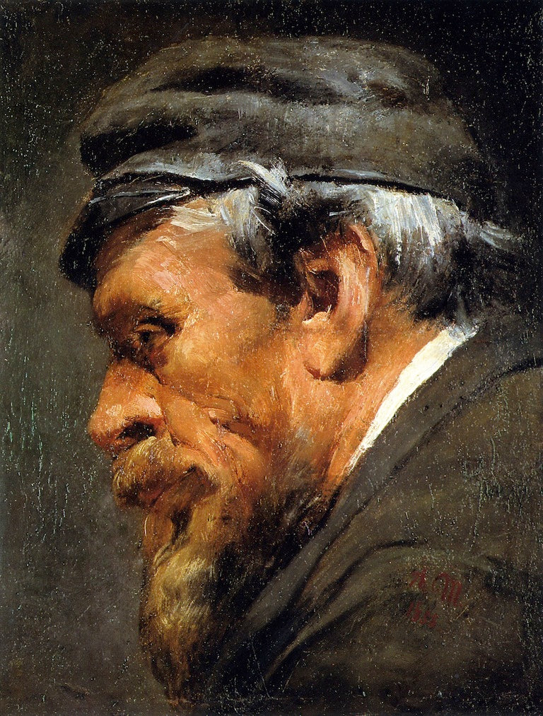 Head of a Worker Wearing a Cap, vintage artwork by Adolph von Menzel, A3 (16x12") Poster Print