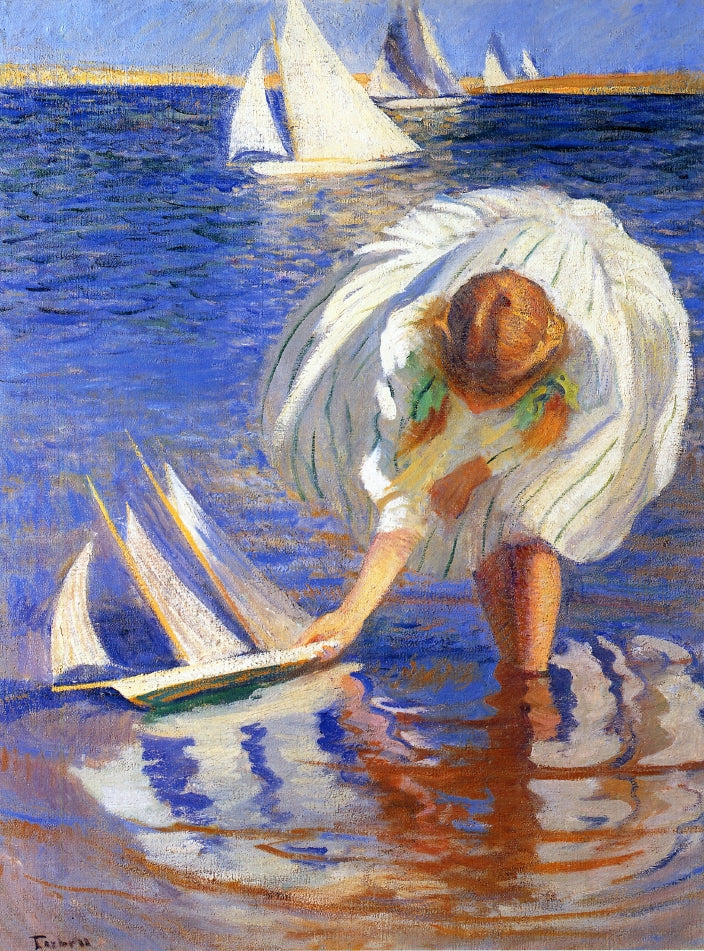 Girl with Sailboat by Edmund Tarbell,A3(16x12")Poster