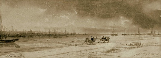 Barge Haulers, vintage artwork by Alexei Bogoliubov, 12x8" (A4) Poster