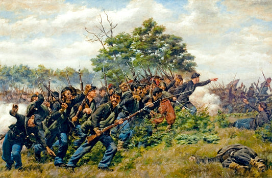 The Battle of Fair Oaks, Sumner's Reinforcements, May 31 - June 1, 1862, vintage artwork by William Trego, 12x8" (A4) Poster