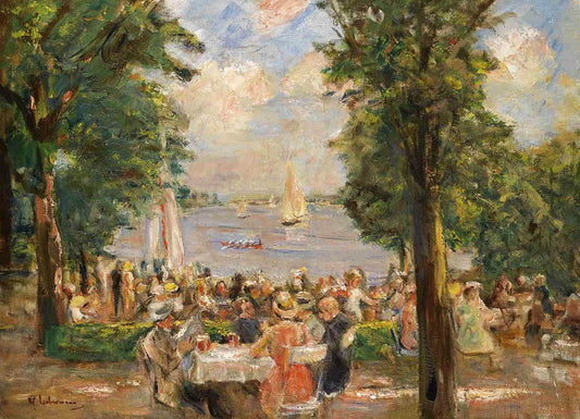 Beergarden near the Wannsee, vintage artwork by Max Liebermann, 12x8" (A4) Poster