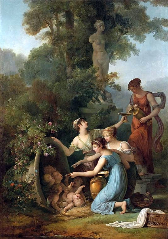 Cupids' Nest, vintage artwork by Jean-Frederic Schall, 12x8" (A4) Poster