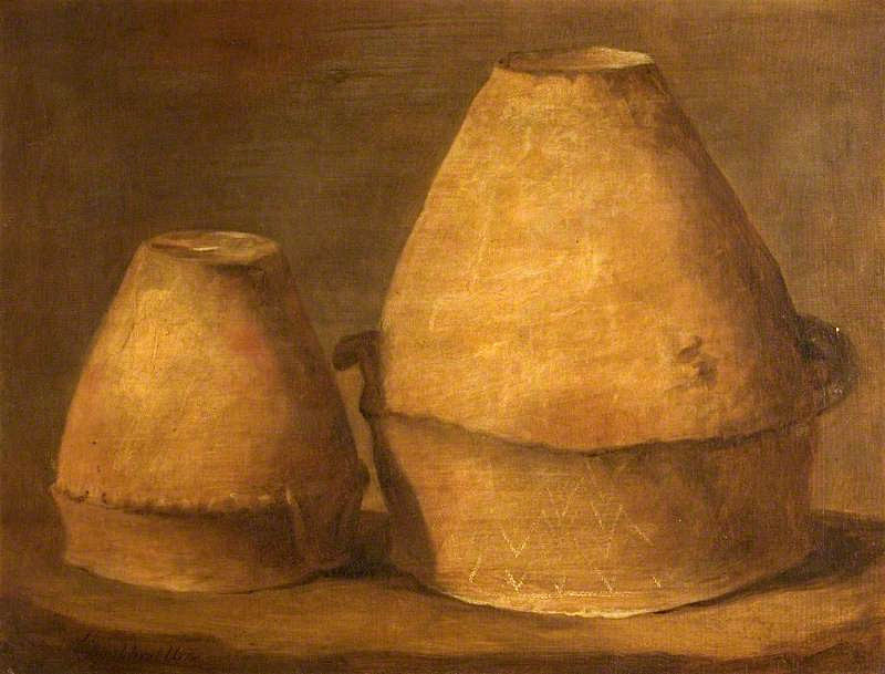 Two Bronze Age Urns, Excavated from Barrows at Winterslow, Wiltshire, vintage artwork by Thomas Robert Guest, 12x8" (A4) Poster