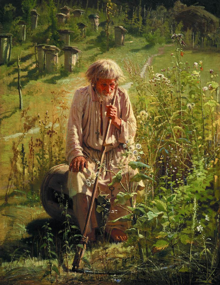 The Beekeper, vintage artwork by Ivan Kramskoi, 12x8" (A4) Poster
