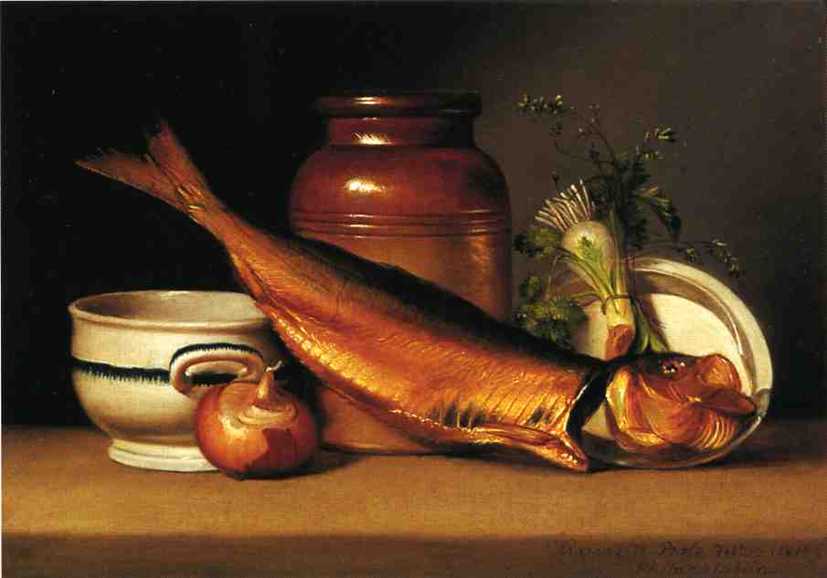 Still Liife with Dried Fish, vintage artwork by Raphaelle Peale, 12x8" (A4) Poster