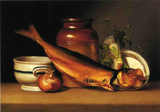 Still Liife with Dried Fish, vintage artwork by Raphaelle Peale, 12x8" (A4) Poster
